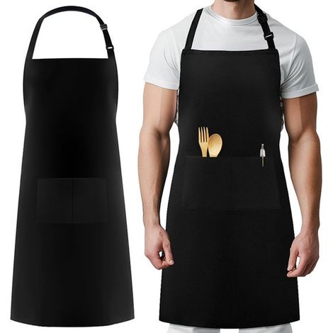 Grembiule da chef, grembiule impermeabile con 3 tasche, cintura regolabile con cinghie lunghe, grembiule da lavoro per uomo e donna per ristoranti, bar, ecc. (1/5)