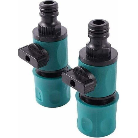 Lot de 2 raccords rapides pour tuyau d'arrosage avec valve 16mm, (1/5)
