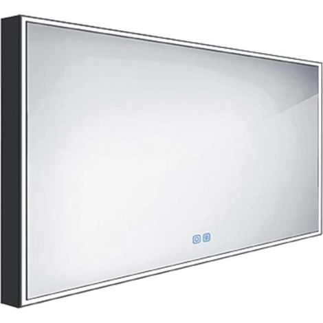 Nimco Specchi - Specchio con illuminazione LED, 140x70 cm, sensore touch, nero opaco ZPC 13008VX-90