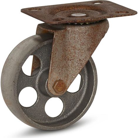 Roulette pivotante - MESO - Vintage rétro fonte - 100mm - Platine - 90kg