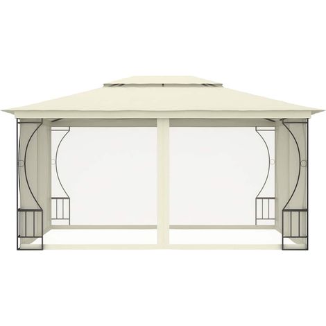 Tonnelle Barnum de Jardin, Pavillon, Pergola, Tente de jardin, avec moustiquaire 300x400x265 cm Crème OIB2088E (1/4)