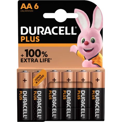 Batteria Alcalina Stilo AA Duracell PLUS POWER con tecnologia DURALOCK in blister da 6