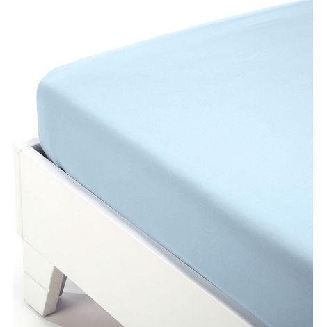 Caleffi 59006 Jersey Inferiore Lenzuolo per Piazza e Mezza Letto, Azzurro