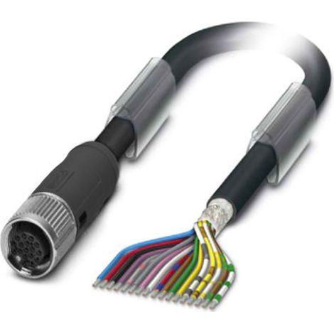 M12 Sensorleitung PUR 17-polig Buchse gerade geschirmt/schlepp. A-Kodierung, Länge 4,0 Meter tiefschwarz RAL 9005, Kabel Außendurchmesser 9,2mm - 1 Stück
