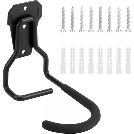 Lot de 4 Crochets Mural Vélo Robust, Protection en Caoutchouc EVA, Capacité de Charge jusqu'à 35 kg, pour Maison et Garage (1/5)