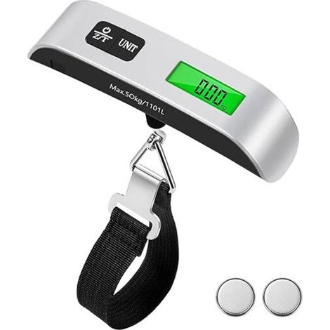 Elektronische Gepäckwaage, tragbare Waage, maximale Tragkraft 50 kg, mit hintergrundbeleuchtetem LCD-Display und Tara-Funktion, für Post- und Inlandsreisen. XXW (1/4)