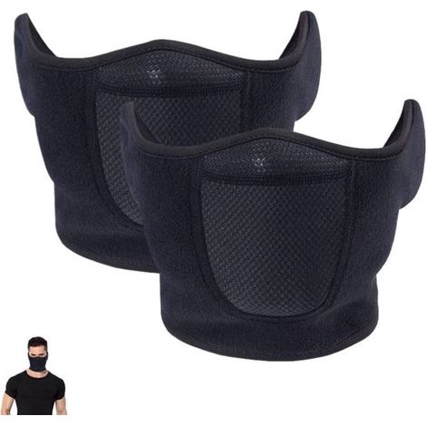Conjunto de 2 piezas: protector de cuello para motocicleta, pasamontañas cortavientos y casco. Adecuado para correr, esquiar, hacer snowboard, montar en moto, etc. 57 x 15 cm. Color: negro. (1/5)