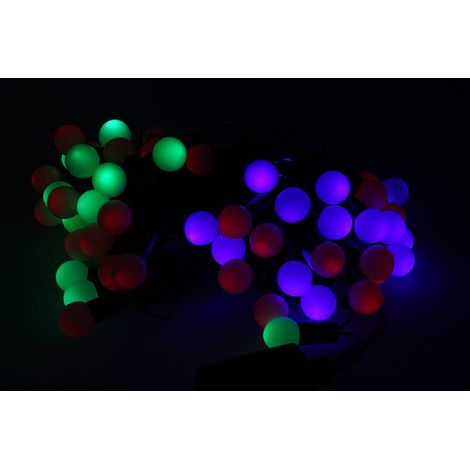 Mini Lucciole 60 Led Multicolori RGB Forma Pallina Rotonda Per Decorazione Natale Filo Nero 8,8 metri Uso Interno CS31050 (1/3)