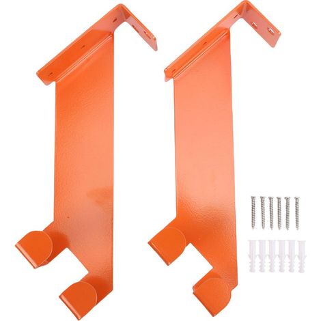 Cintre de tronçonneuse en acier inoxydable, 2 pièces, support mural robuste, organisateur de rangement de Garage pour atelier à domicile Orange. (1/5)