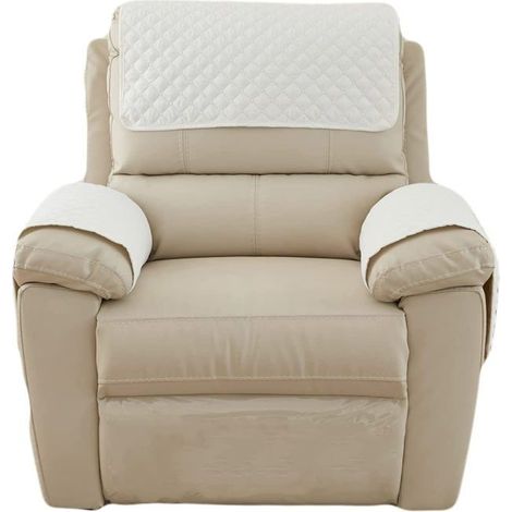 Housses d'accoudoirs de canapé Lot de 4, beige, 2 personnes, antidérapantes, matelassées, lavables, protection de meubles, décoration (1/5)