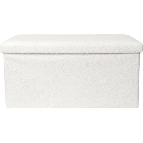 Coffre banc pliable bouclette blanc 76x38x38 cm (1/3)