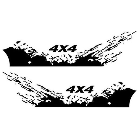 Autocollants de voiture 4x4 hors route (40x10cm)+ autocollants graphiques de montagne (190x50cm), 4 pièces, accessoires extérieurs de camion, noirs. (1/4)