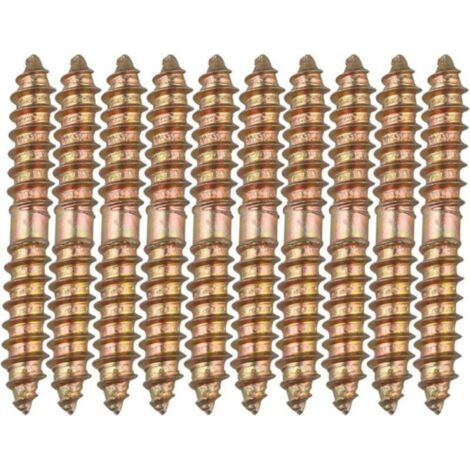 10 boulons de fixation pour meuble Cheville - M6 x 50 MM à tête double extrémité - Bois à bois (1/4)