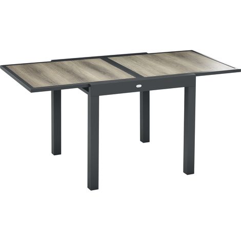 Table de jardin extensible pour 6 personnes en plastique et aluminium. 80/160 x 80 x 75 cm. beige (1/5)