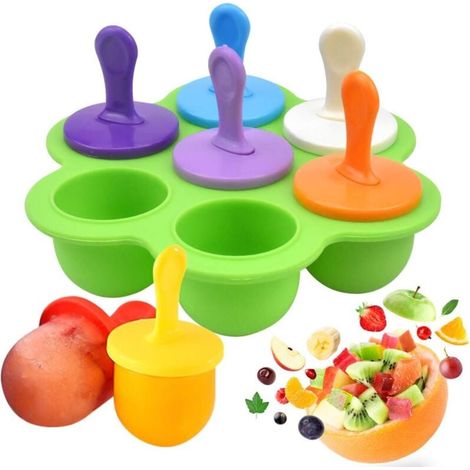Moules à glaçons en silicone, moules à glaçons colorés avec bâtonnets en plastique, moules à glaçons réutilisables, moules à glaçons pour enfants - Convient au contact alimentaire, sans BPA, compatibl