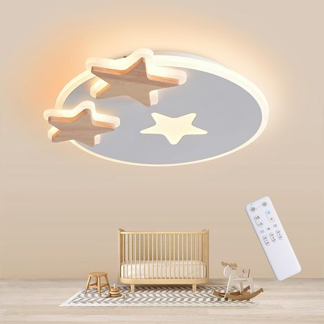 54CM Bois Plafonnier LED Enfant Lustre Chambre Dimmable CRI≥80 (1/5)