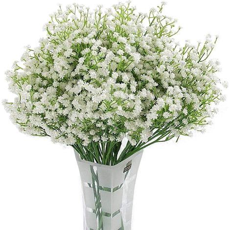 AIDUCHO Gypsophila artificial, 12 unidades, flores de seda blancas para bodas, fiestas, novias y decoración de oficinas. (1/5)