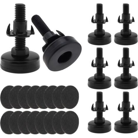 Lot de 8 pieds de meubles réglables en fil métallique M10-40 mm pour canapés, armoires et tables, avec 16 patins en feutre et vis robustes (1/5)