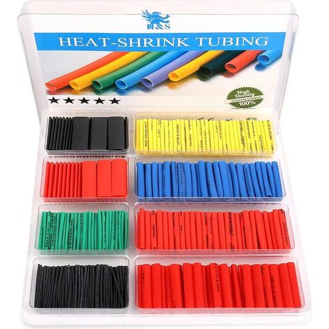 Kit de gaines thermorétractables H&S - 532 pièces - Assortiment pour l'isolation et la réparation de câbles - Gaine thermorétractable avec un rapport de rétraction de 2:1 (1/5)