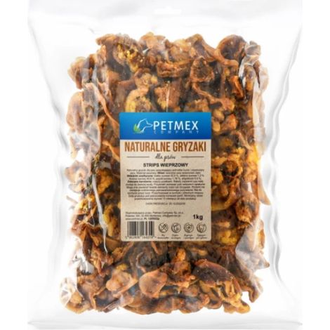 Snack prelibato e naturale per cani, strisce di maiale essiccate Petmex 1 kg