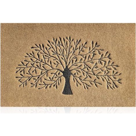 Zerbino con motivo ad albero marrone, zerbino da interno antiscivolo con retro in gomma antiscivolo, facile da pulire, per zone d'ingresso (1/5)