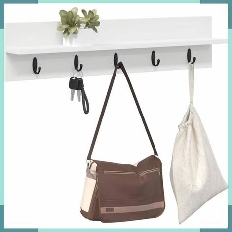 Porte-manteau mural - 874395 - Blanc - Bois d'ingénierie - 80 x 10,5 x 18 cm (1/5)