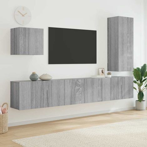 vidaXL 5 Piece TV Wall Units Grey Sonoma Engineered Wood (1/5)