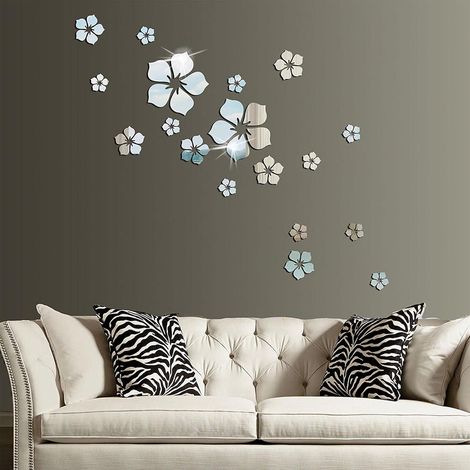 18-teiliges Wandsticker-Set, Art-Deco-Wandaufkleber, DIY-Spiegel-Kombinationsaufkleber, Acryl-Spiegelaufkleber, für Schlafzimmer, Badezimmer, Wohnzimmer – Hintergrunddekoration