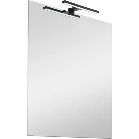 Specchio bagno 50x70 cm reversibile con LED naturale nero opaco (1/5)