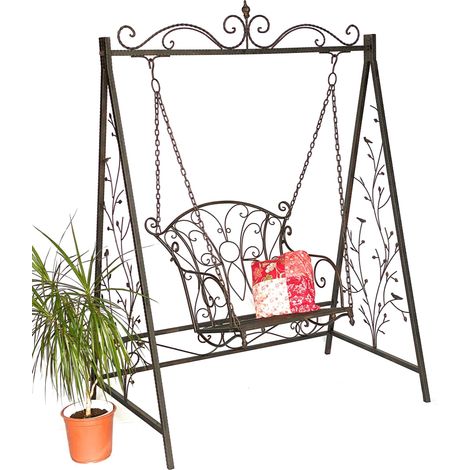 DanDiBo Hollywoodschaukel Metall Antik Gartenschaukel 18811+1868 Hängesessel Hängestuhl mit Gestell Schmiedeeisen Schaukel Garten (1/5)