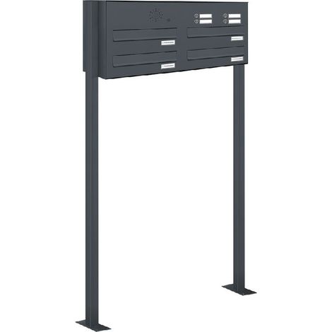 4er Briefkastenanlage Standsystem Durchwurf - Klingel RAL 7016 Anthrazit (1/5)