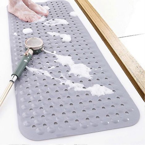Tapis De Bain - Antidérapant Avec Ventouses Et Trous D Évacuation - Pour Baignoire - 100 X 40 Cm - PVC - Noir - 1 Pièce (1/5)