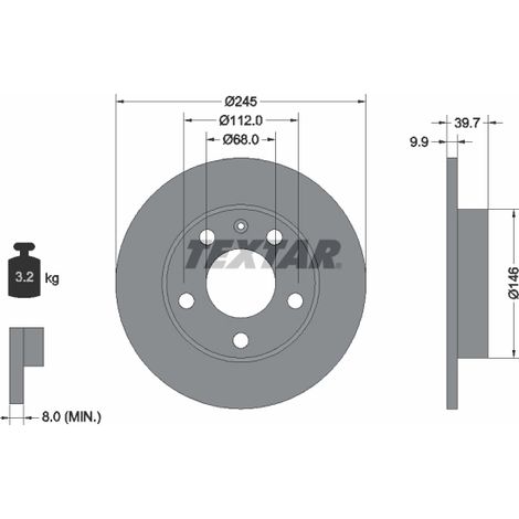 Lot de 2 Disques de frein Textar 92106203 AUDI 895615601A 8E0615601B 8E0615601P