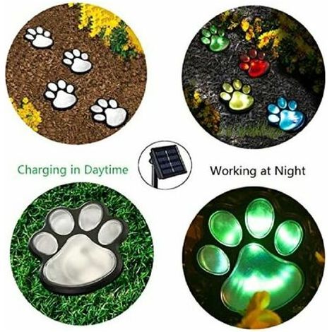 Lampes solaires de jardin, lampe solaire LED avec motif pattes de chien et de chat, éclairage au sol pour terrasse, décoration de jardin, allée CHAM (1/4)