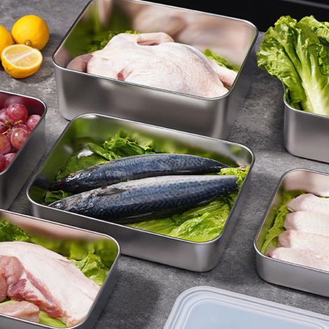 Contenant alimentaire en acier inoxydable japonais 304, pour la cuisine et la maison, avec couvercle hermétique, de qualité alimentaire, pour le réfrigérateur, le congélateur et la congélation. (1/4)