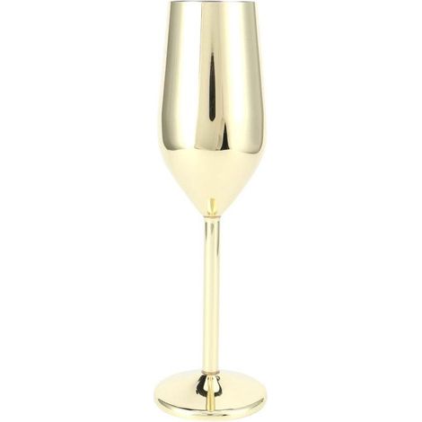 Verre à champagne en acier inoxydable 200 ml pour bar, banquet, pique-nique (plaqué or) (1/5)