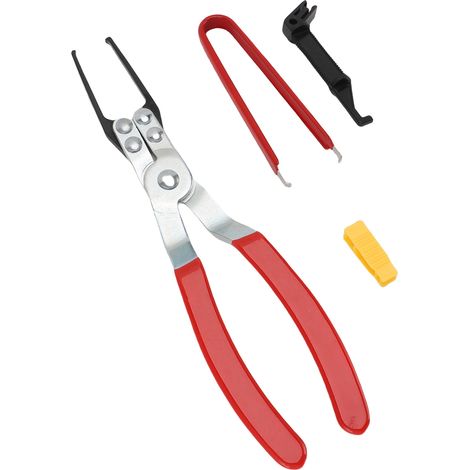 Extracteur de relais et fusibles multifonction pour voiture, pinces tirage relais en acier forgé, outil fusibles inox, manche caoutchouc rouge isolé, kit 4 pièces (1/5)