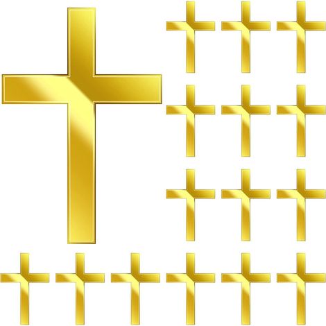 16 pièces Croix en acrylique miroir doré pour décoration de (1/5)