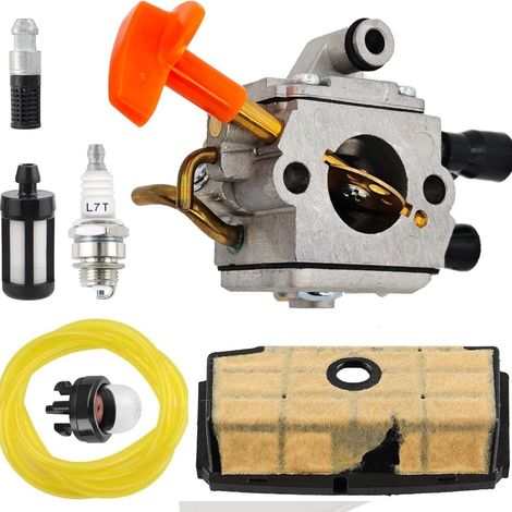 Kit carburateur, durite essence, filtre air, bulbe compatible Stihl MS193T MS193, 1137 120 0606