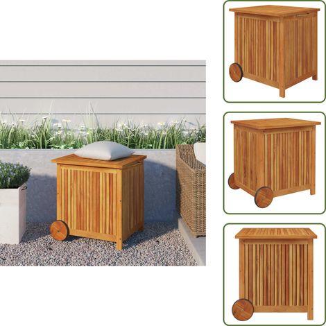 Cojines de jardín - vidaXL Caja de almacenaje de jardín ruedas acacia maciza 60x50x58 cm - Herramientas de jardinería