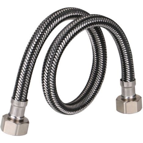 Backform-Sets, Hochdruck-Wasserzulaufschlauch, geflochtenes Nylonmetall mit Aluminiumdraht, explosionsgeschützter 4-Punkt-Heiß- und Kaltwasserhahn (schwarzer Aluminiumdraht, 30 cm)