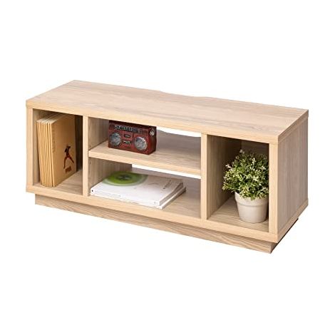 Iris Ohyama, Porta TV/Mobile TV/TV Supporto in legno/Porta TV con ripiani aperti/Porta TV per TV da 43 pollici, Legno massello, Ufficio, Soggiorno - TV Cabinet Standard OTS-100S - Marrone chiaro