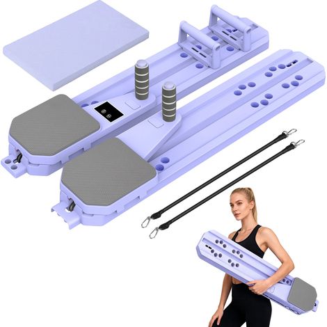 Tabla de Pilates multifuncional, entrenador de fitness 8 en 1, diseño ajustable, morado-A (1/2)