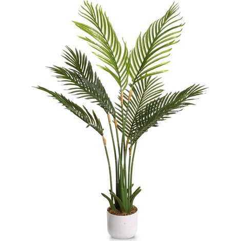 Palmier Artificiel Tropical 110cm, Feuillage Vert Réaliste en PEVA, Décoration Plante Artificielle Intérieur Et Extérieur (1/4)