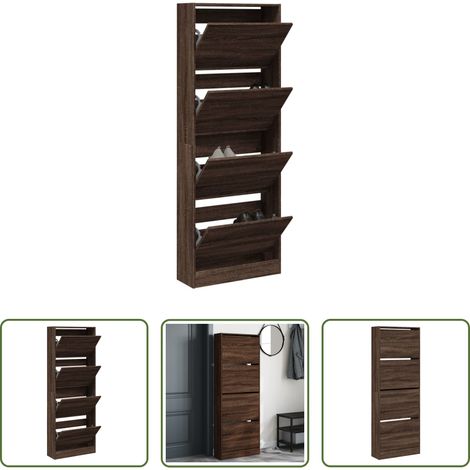 Holzschrank - Schuhschrank Braun Eichen-Optik 60x21x163,5 cm Holzwerkstoff (1/5)
