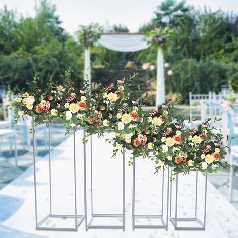 Supporto per fiori, 4 x 45/60/75/90 cm, per matrimoni, feste, finestre, decorazione per negozi, bianco (1/5)