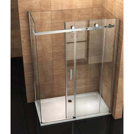 Aloni begehbare Duschkabine Eckdusche Schiebetür Klarglas 8mm 80x120x195cm Aloni Duschkabine Schiebetüren 8mm 80x120x195cm (1/5)