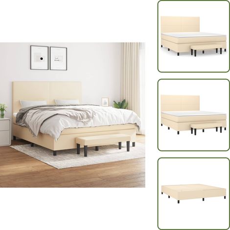 Boxspringbett mit Matratze Creme 160x200 cm Stoff - Boxspringbett - Doppelbett - Cremefarbenes Bett - Betten Mit Integrierter Matratze - Bettsofa (1/5)