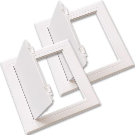 Trappe de Visite 150x150 mm Rabat de révision Porte de Maintenance de contrôle Trappe Regard Compteur D'Eau para Trappe Pour Comble, Plafond, Blanc, diamètre extérieur 176x176mm, 2 pièces (1/5)