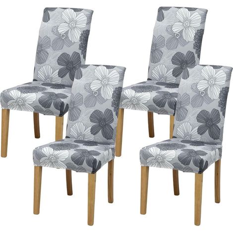 Stuhlhussen 4er Set, Stretch Stuhlbezüge mit Blumenmuster, abnehmbar & waschbar (1/5)
